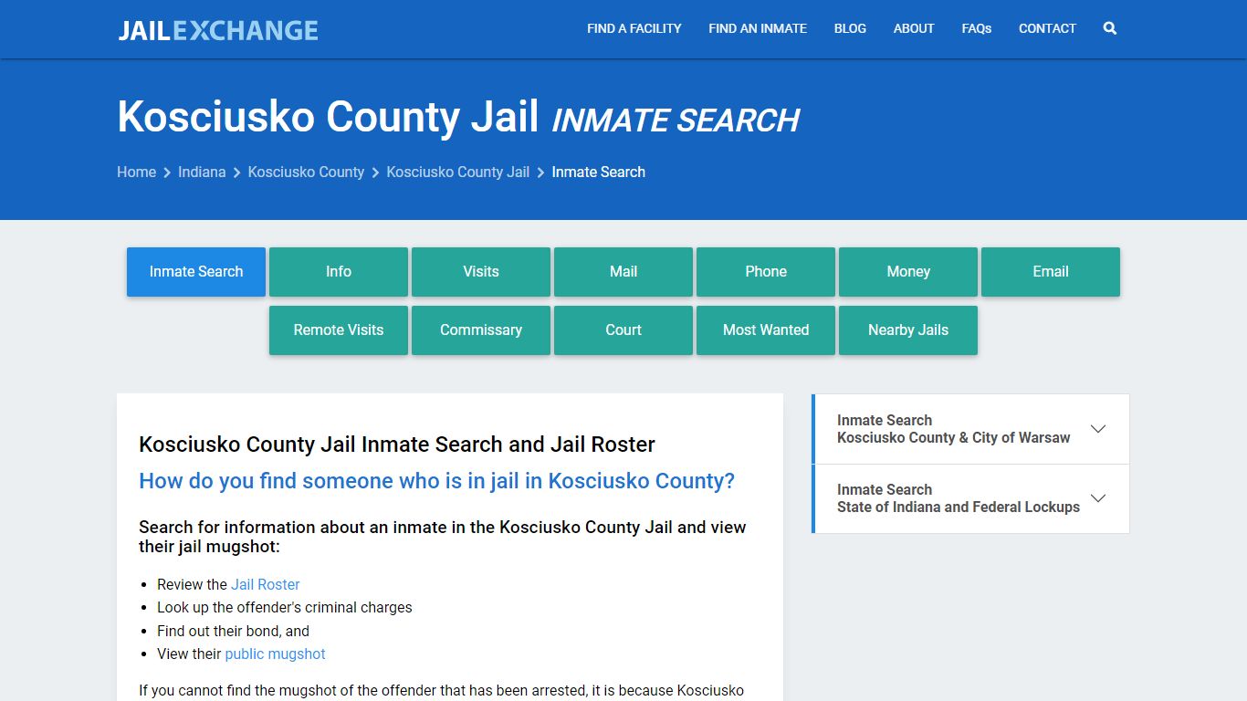 Kosciusko County Jail Inmate Search - Jail Exchange
